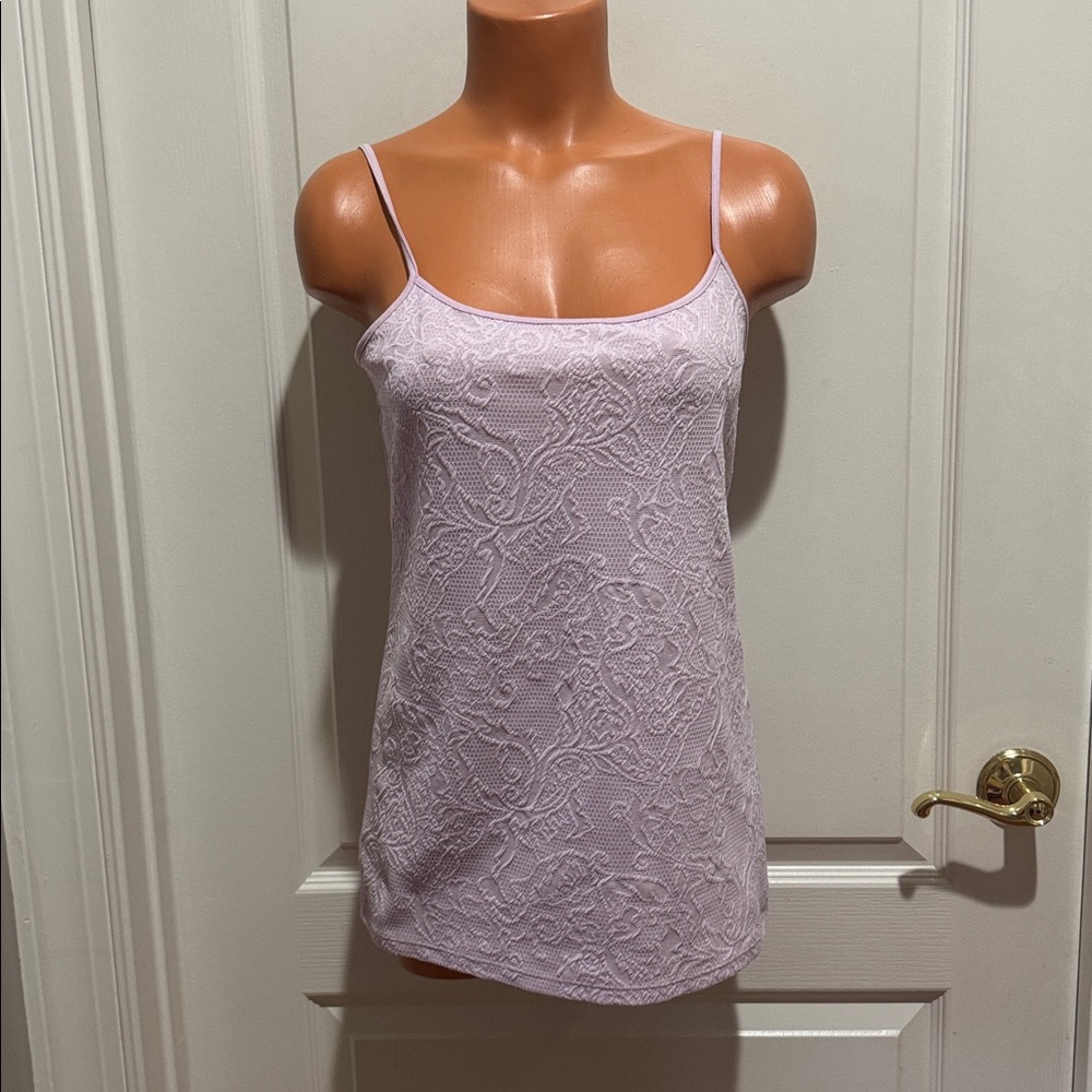 LOFT Lilac Pink Lavender Lace Cami Adjustable Straps M Medium EUC $40 KL
